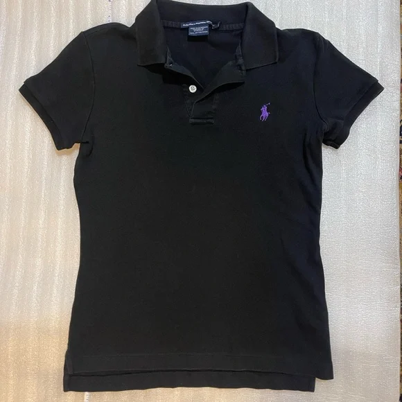 Ralph Lauren Sport Black Polo Shirt with Purple Accent Size Small - Picture 1 of 13
